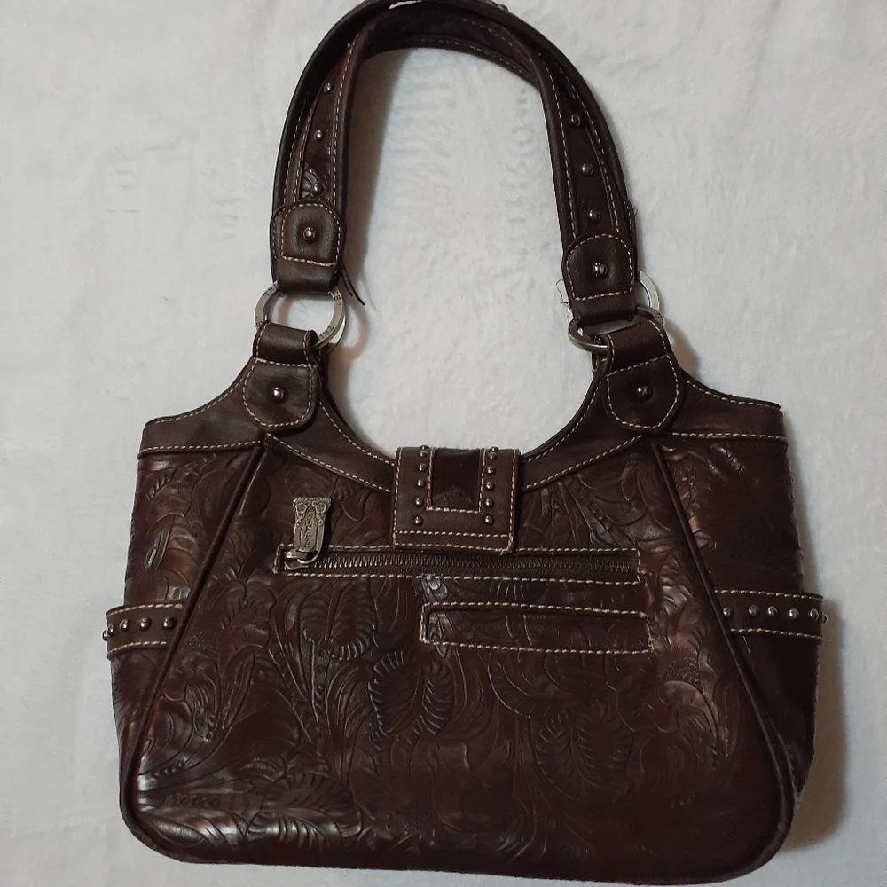 Trinity Ranch Embellished Hair on Hide Shoulder Bag - Picture 4 of 9